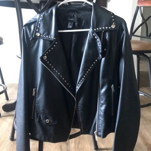Black leather jackets with silver accent studs